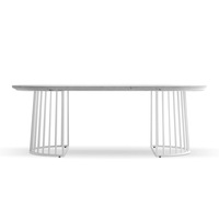 Devon 220cm Oval Industrial Dining Table White Marble