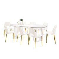 Devon and Geena 8 Seater Boucle Dining Set White