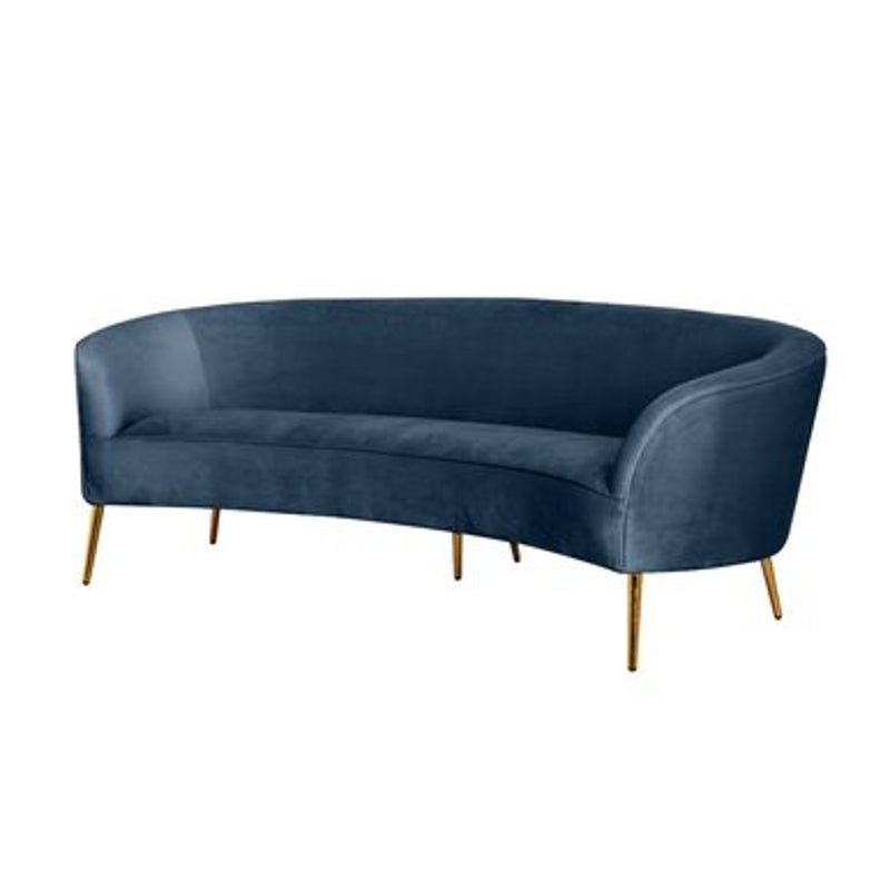 Buy Dianne 3 Seater Velvet Curved Sofa Blue - MyDeal
