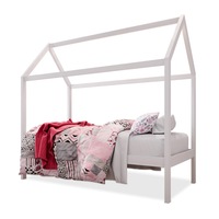 Doris Solid Pine Timber Single House Bed For Kids White