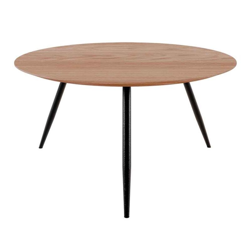 Elliot 80cm Scandinavian Round Coffee Table with Black Legs - MyDeal