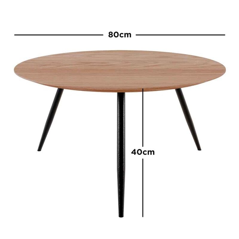 Elliot 80cm Scandinavian Round Coffee Table With Black Legs Buy Coffee Tables 1602409
