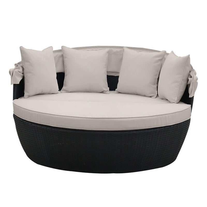 Buy Erith Wicker Outdoor Furniture Day Bed w/ Canopy Black - MyDeal
