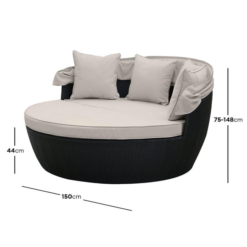 Buy Erith Wicker Outdoor Furniture Day Bed w/ Canopy Black - MyDeal