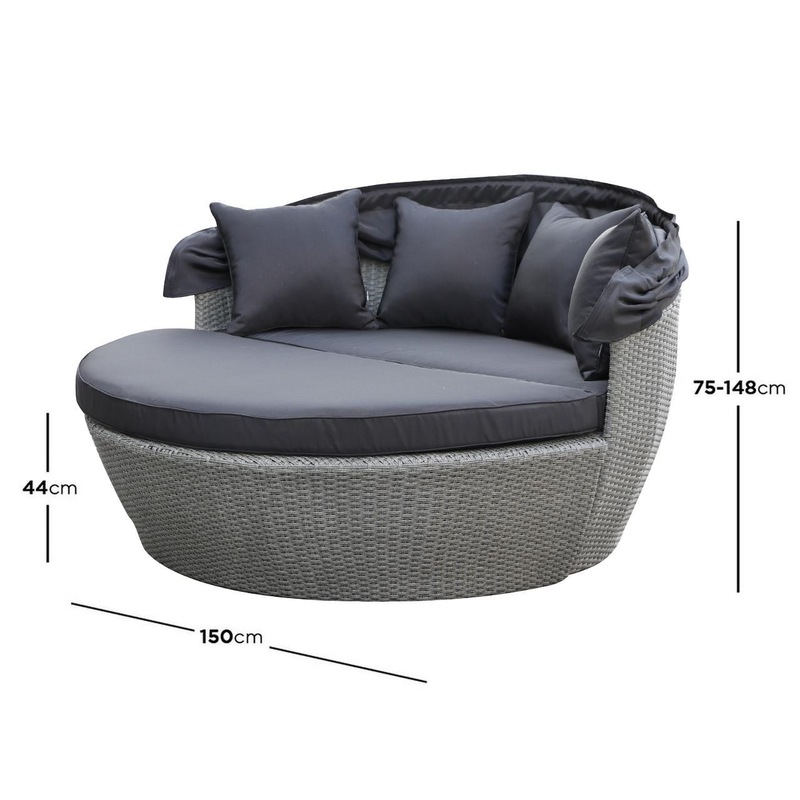Erith Wicker Outdoor Furniture Day Bed w/ Canopy Brown | Buy Wicker
