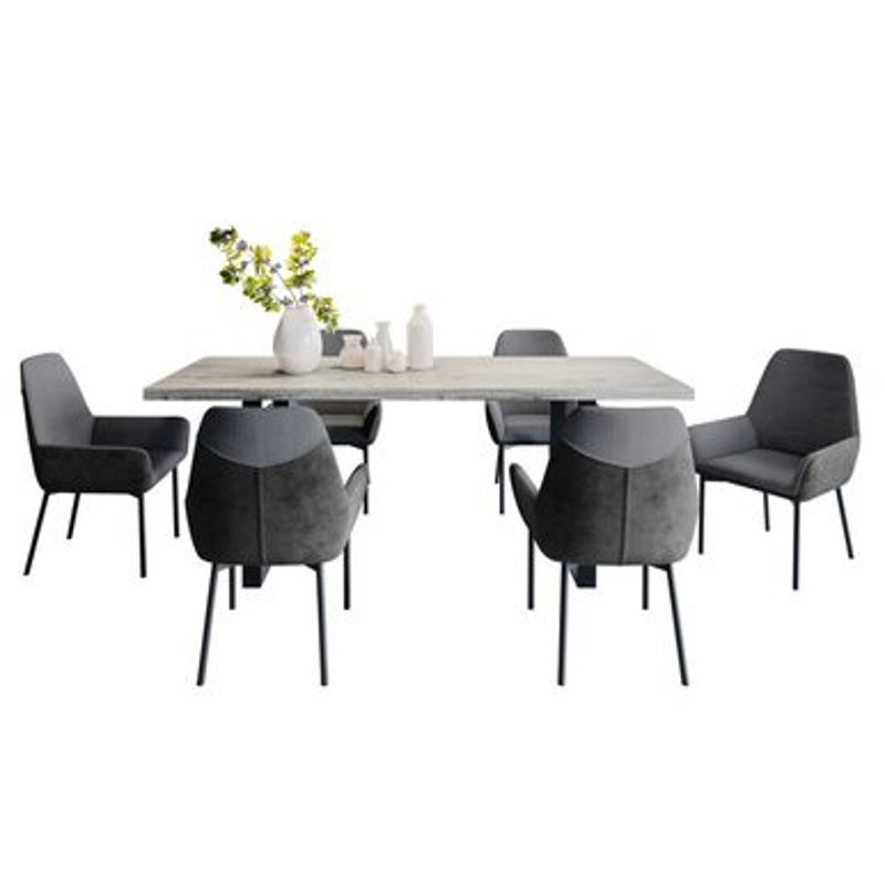Buy Ernest Dining Table with 6 Eve Chairs Set Charcoal - MyDeal