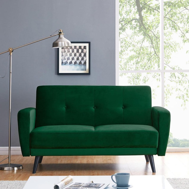 Esben 2 Seater Velvet Sofa Bed Dark Forest Green Buy Esben 2 Seater Velvet Sofa Bed Dark Forest Green Buy