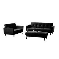 Esben 6-Seater Velvet Sofa Bed Set w/ Ottoman Black