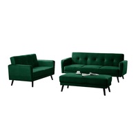 Esben 6-Seater Velvet Sofa Bed Set w/ Ottoman Dark Forest Green