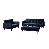 Esben 6-Seater Velvet Sofa Bed Set w/ Ottoman Navy Blue