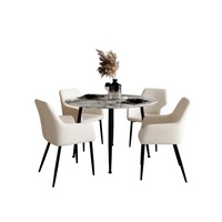 Eugene Dining Table & 4 Raynie Dining Chairs - Cream White Cream White
