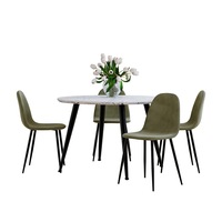 Eugene Table with 4 Halsa Chairs Dining Set Olive