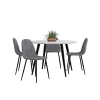 Eugene Table with 4 Halsa Chairs Dining Set Grey Marle