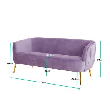 Buy Evelyn 2 Seater Velvet Sofa Lilac MyDeal