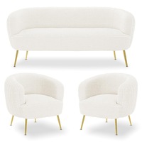 Evelyn 4 Seater Boucle Sofa Set - Cream White Cream White