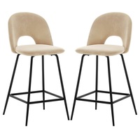 Evie Velvet Bar Stool (Set of 2) - Oatmeal Oatmeal