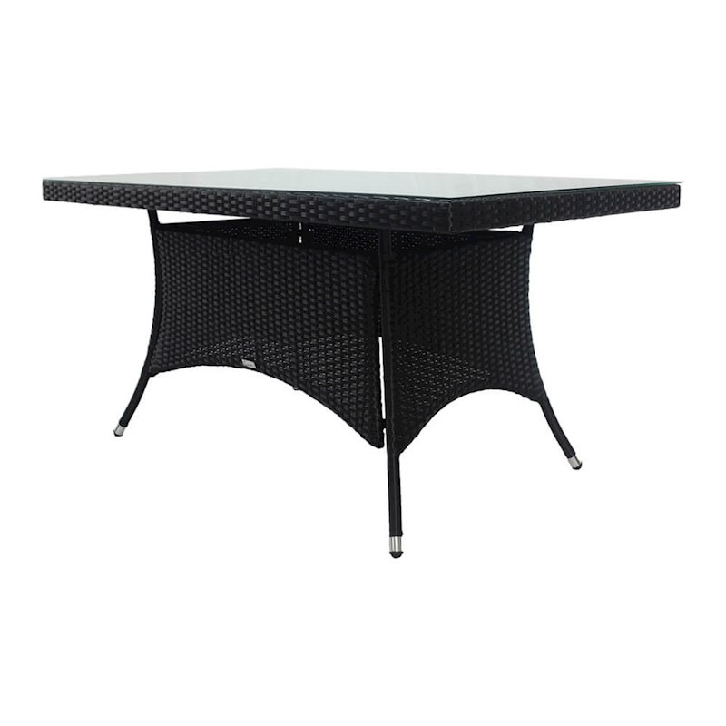 Luxo Frida 150cm PE Flat Rattan Outdoor Table Black MyDeal