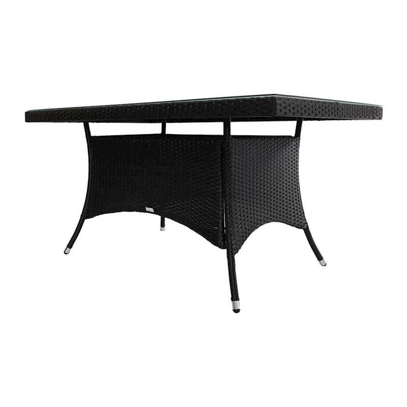 Luxo Frida 150cm PE Flat Rattan Outdoor Table Black MyDeal