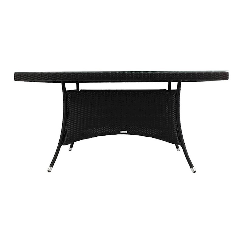 Luxo Frida 150cm PE Flat Rattan Outdoor Table Black MyDeal