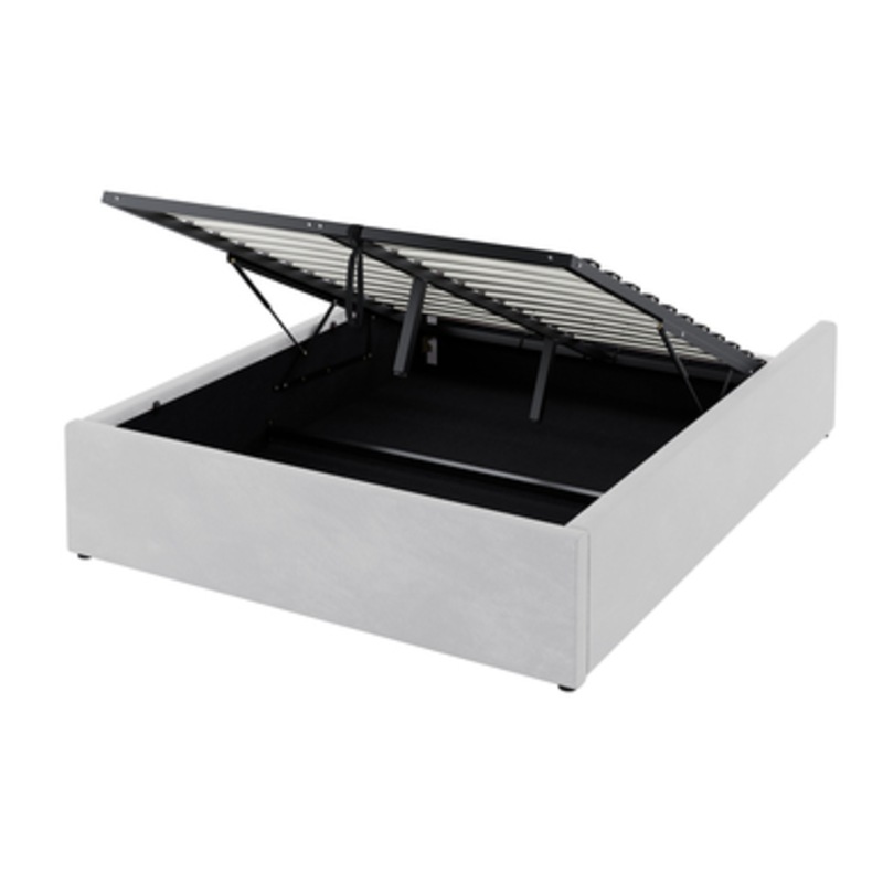 Buy Fabia Fabric Gas Lift Storage Bed Base Light Grey Double Light
