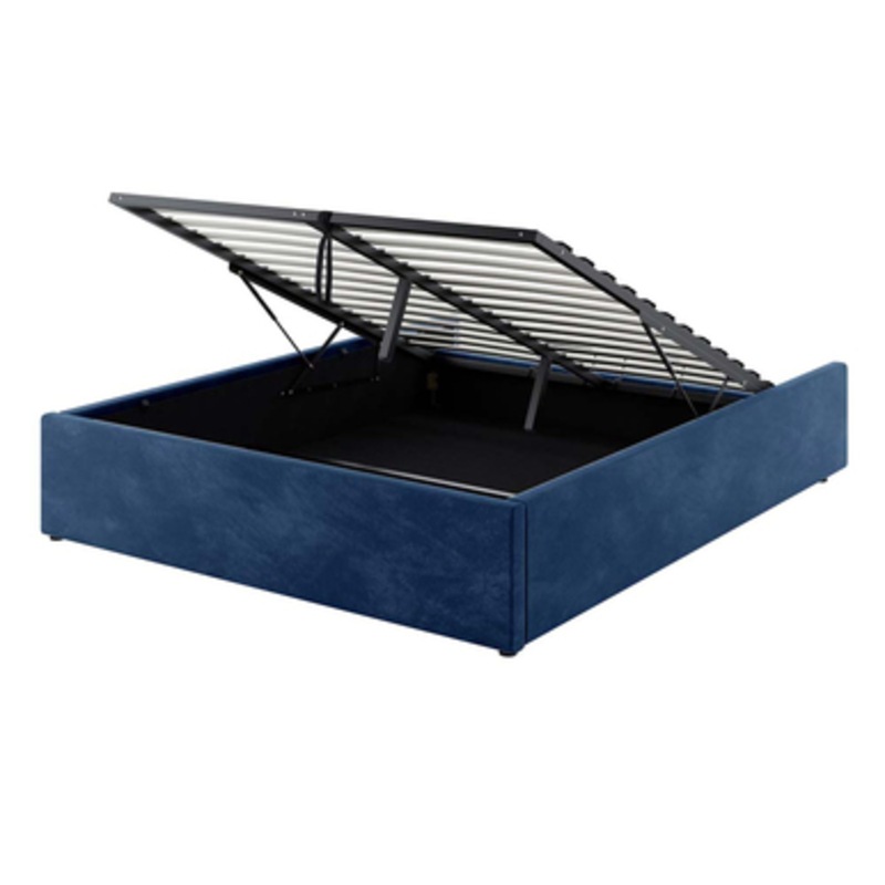 Buy Fabia Fabric Gas Lift Storage Bed Base Blue Queen Blue MyDeal