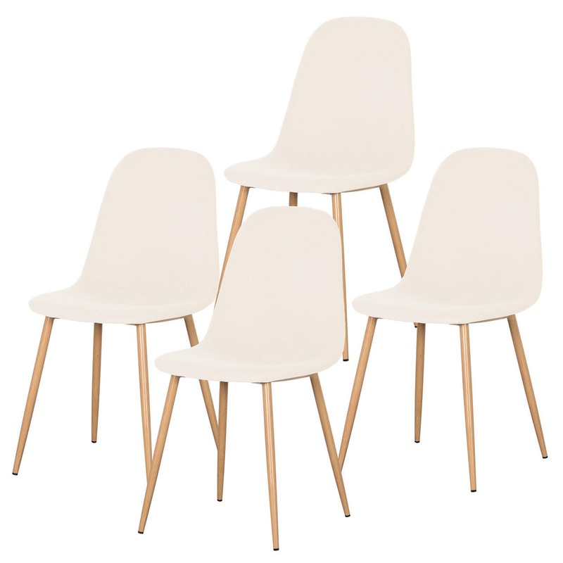 Buy Florida Corduroy Fabric Dining Chairs (Set of 4) Cream MyDeal