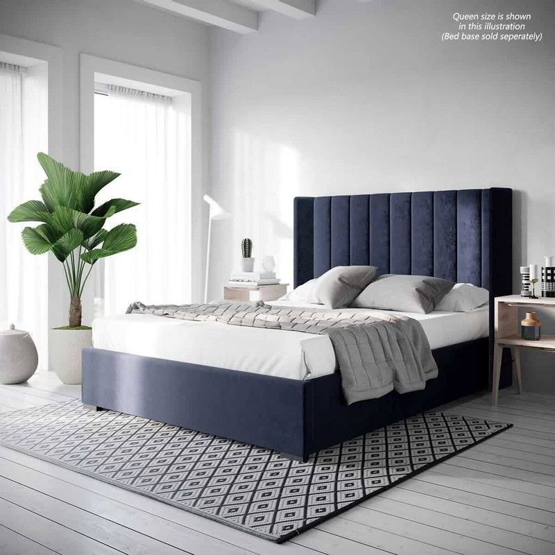 Fulvia Upholstered Velvet Headboard Navy King Navy MyDeal