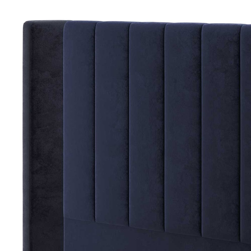 Fulvia Upholstered Velvet King Headboard w/ Wings Navy Buy King
