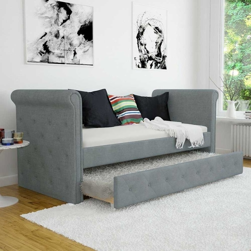Buy Gaiana 3 Seater Single Sofa Daybed with Trundle Light Grey