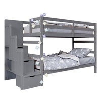 Galla Staircase Storage Bunk Bed - Solid Wood Grey