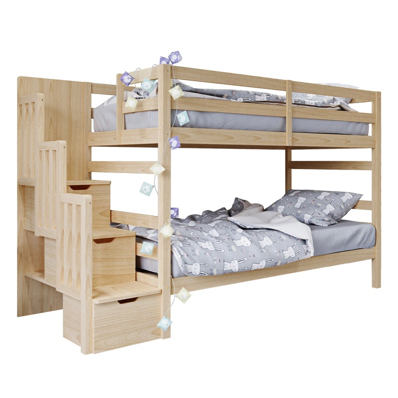 Buy Galla Timber Bunk Bed with Storage Staircase Natural MyDeal