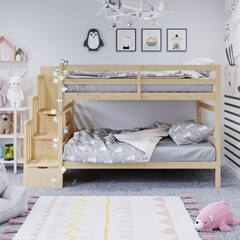 Buy Galla Timber Bunk Bed with Storage Staircase Natural - MyDeal