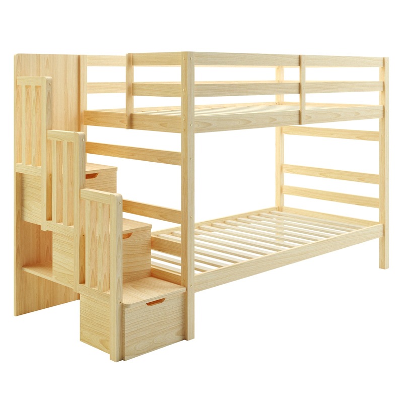 Galla Timber Bunk Bed with Storage Staircase Natural MyDeal