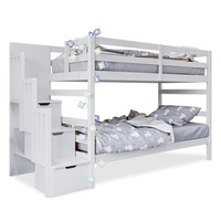 Galla Staircase Storage Bunk Bed - Solid Wood White