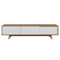 Gavyn Entertainment Unit with Cabinet and Drawers Natural/White