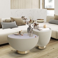 Glalie Sintered Stone Coffee Table Set - Cream White Cream White