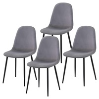 Halsa Velvet Fabric Classic Dining Chair (Set of 4) Grey Marle