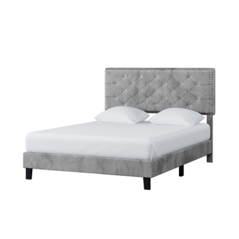 Buy Haven Tufted Velvet Bed Frame Grey Double Grey MyDeal