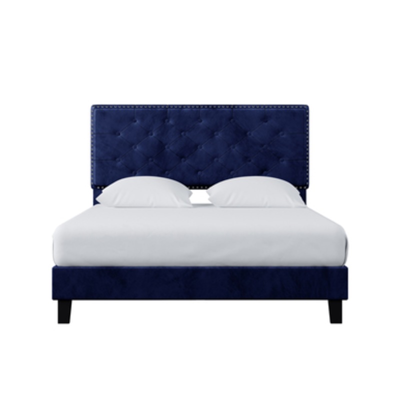 Buy Haven Tufted Velvet Bed Frame Sapphire Blue Double Sapphire MyDeal