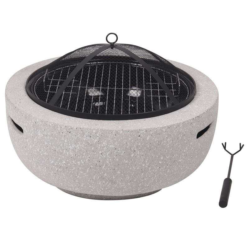 Buy Jasper 60cm Steel Outdoor Portable Fire Pit and BBQ Light Grey