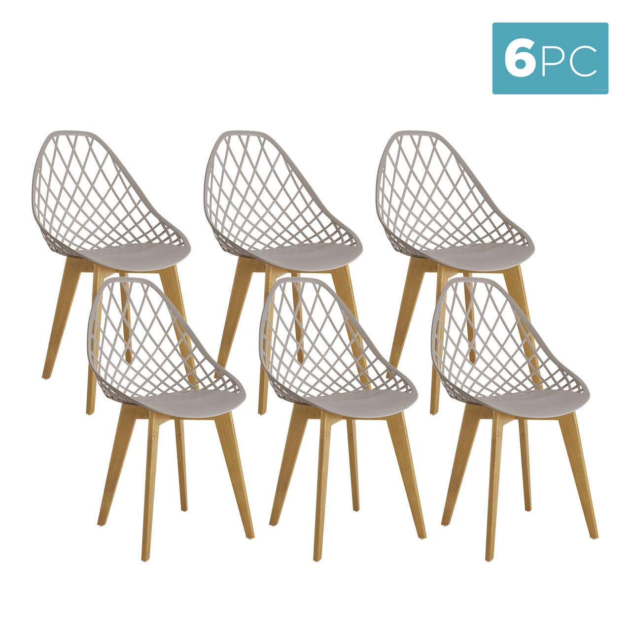 Jonah Beech Wood Dining Chair(Set of 6) Grey