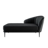 Kaj Velvet Daybed - Left Armrest Black