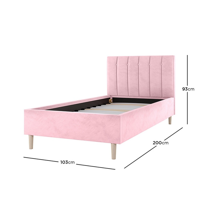 Kallisto Velvet Bed Frame Pink Single Pink MyDeal