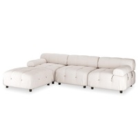 Keila 3 Seater Modular Tufted Velvet Sofa with Ottoman Set Cream