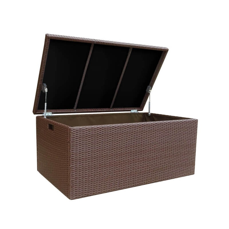Buy Luxo Kew 400L Poly Rattan Outdoor Storage Box Brown MyDeal