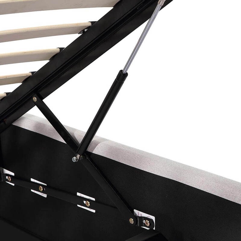 Buy Fabia Fabric Gas Lift Storage Queen Bed Base Ash MyDeal