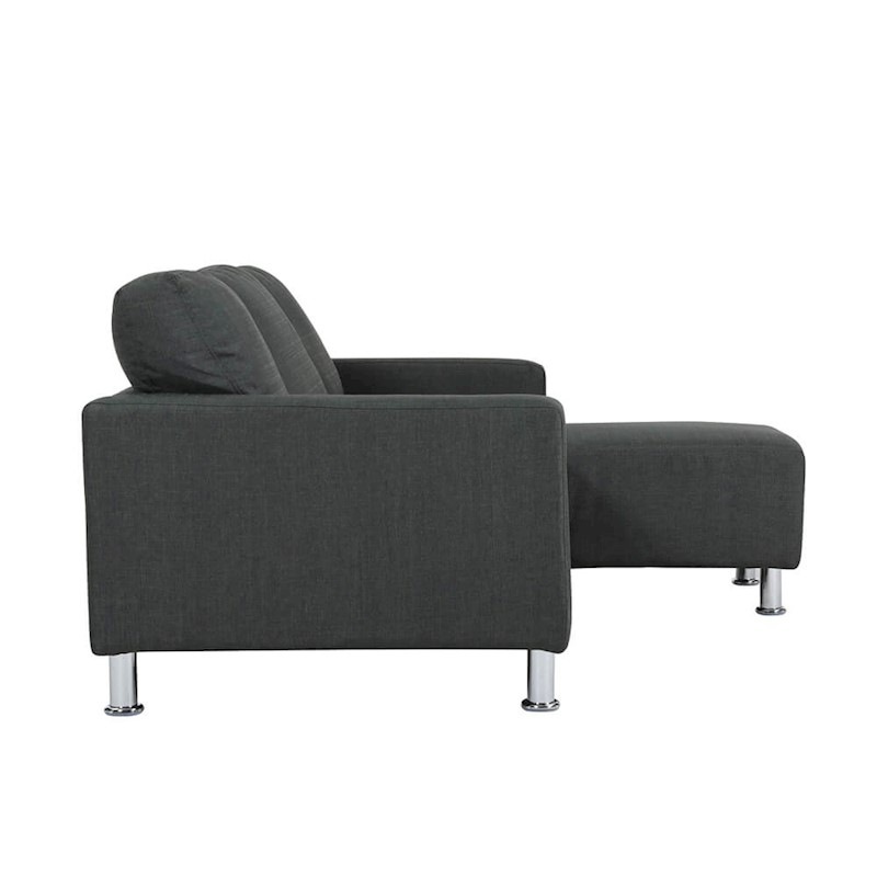 Buy Luxo Kyan 3 Seater Fabric Sofa with Chaise Lounge Charcoal MyDeal