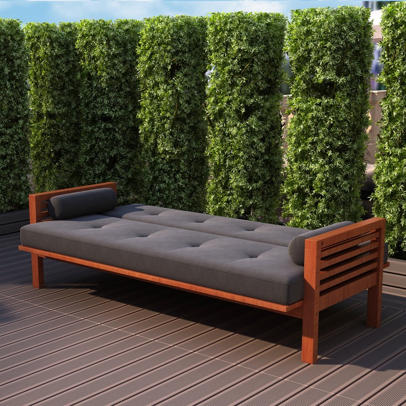 Luxo Meves Timber Outdoor Sofa Bed with Black Cushion Buy Outdoor