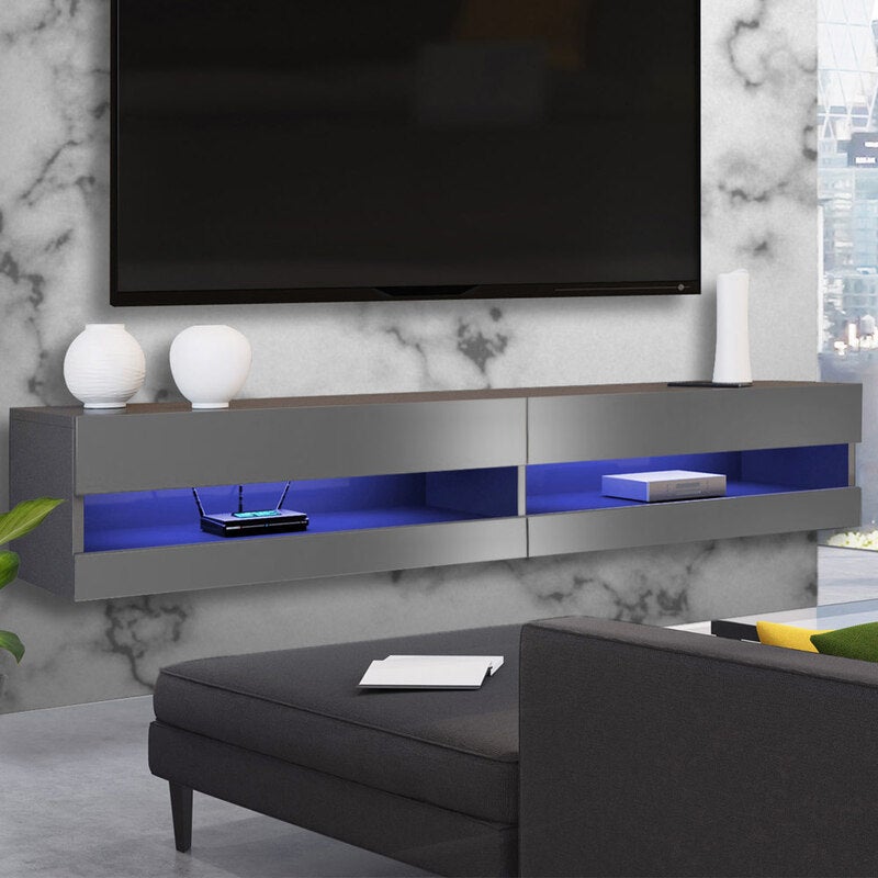 Luxo Vincent 150 Cm Led Floating Entertainment Unit - Grey - Mydeal