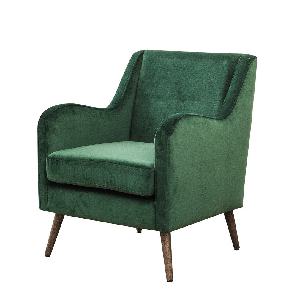 green suede accent chair